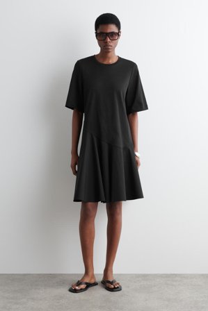 COS Women's Asymmetric Mini T-Shirt Dress in Black
