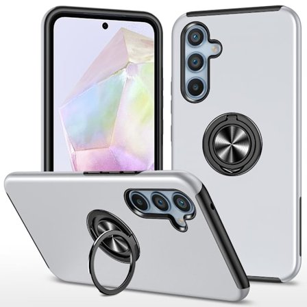 Samsung Galaxy A35 Hybrid skal med Finger Ring - Silver