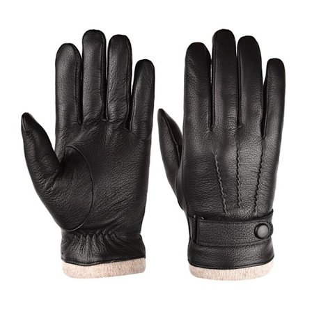 Varme forede læderhandsker til mænd, vinter, udendørs, hverdag, skridsikre, touch screen, egnet til sms'er, bløde, vindtætte