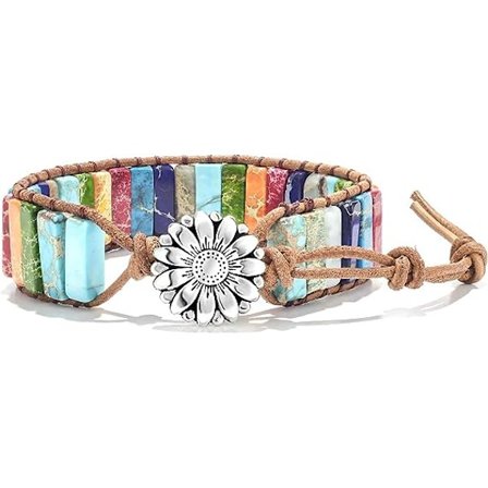 7 Chakra armbånd til kvinder med ægte sten læder wrap helbredende perle armbånd kvinder mænd Boho venskabssmykker