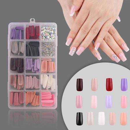 Press-on naglar, full täckning nagel färgglada falska naglar, stil 4