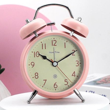 Saytay 4-tommers vekkerklokke, analog vekkerklokke i metall, skrivebordsklokke for studenthybel (Hy)