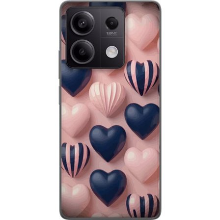 Kompatibelt Mobildeksel til Xiaomi Redmi Note 13 Myke tredimensjonale hjerter i rosa og marineblå toner i et romantisk mønster