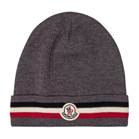 Moncler Tricolour Wool Beanie Grå, Herre Accessories, Størrelse: ONE Size