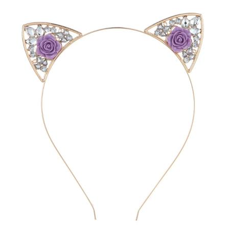 Sødt legeringsbånd Diamond Rose Cat øre pandebånd, velegnet til børn/voksne/dame piger at bære ved enhver lejlighed. purple
