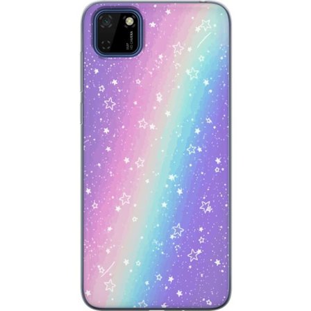 Kompatibelt Mobildeksel til Huawei Y5p Rainbow-farget pastellbakgrunn med hvite stjerner og gnistrende prikker i myk overgang