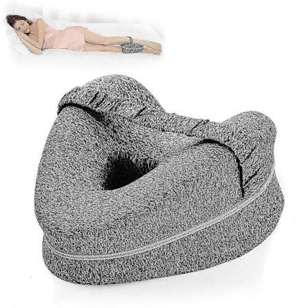 Leggpute | Ergonomisk pute for sidesovere for optimal støtte | Knepute i memory foam for sidesovere | Posisjoneringspute med avtakbart trekk (FMY)