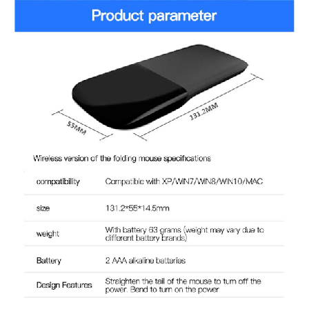 2,4 GHz Trådløs Berøring Mus Buet Optisk For Bærbar PC Tablet