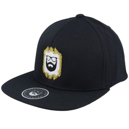 Bearded Man - Svart fitted Keps - Classic Gold Frame Black Fitted @ Hatstore