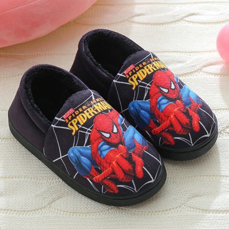 Lasten Puuvillakuvioiset Tossut Muodikkaat Liukumattomat Lämmittävät Kengät Olohuoneeseen Bag Heel Black 2425