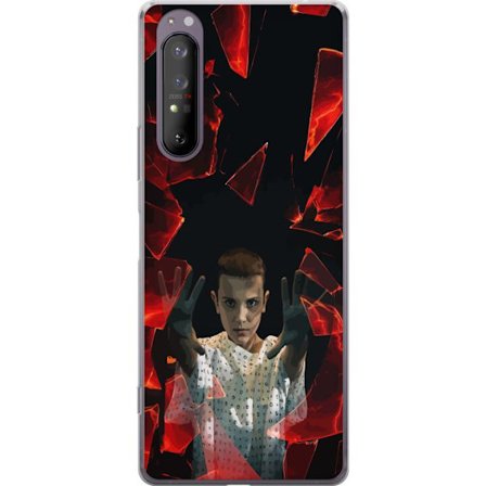 Kompatibelt Mobildeksel til Sony Xperia 1 II Overnaturlig jente med telekinetiske krefter og svevende røde glasskår i en dramatisk scene