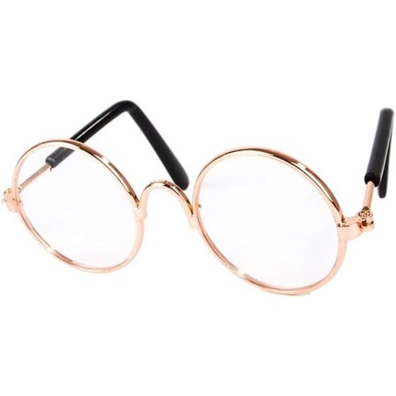 Hund Katt Solglasögon, Retro Runda Trans Gyllene Ram, Resin Lins, Mode Skydd för Små Mini Husdjur, Fest, Bröllop, Cosplay Rekvisita