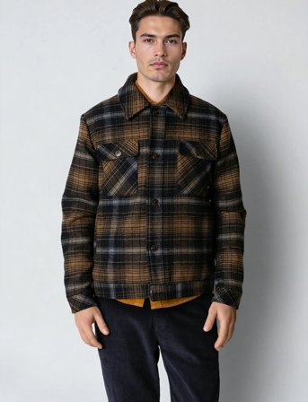 Clean Cut Copenhagen Luke Check Wool Jacket - Brown - XXXL