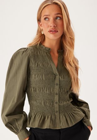 BUBBLEROOM V-neck Cotton Smock Blouse Klær