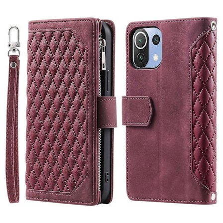 För Xiaomi 11Lite 4G/5G 005 Tredimensionellt Rutmönster Multi-Karabiner Mobiltelefonfodral