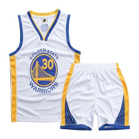 Stephen Curry #30 Basketballdraktsett Warriors Uniform for Barn og Ungdom Hvit - Perfekt Hvit