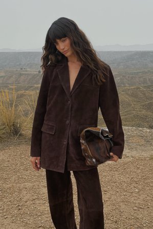 Premium Selection Oversize-Blazer aus Wildleder - Taillierter Blazer - Braun - EU 44