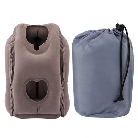 Bærbar Oppustelig Rejsepude til Fly Kontor Hjem Sovende Hvile Grå