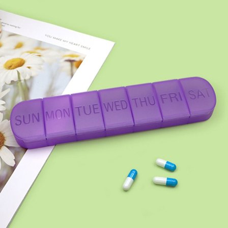 7Days Pill Box Weekly Medicin Container LILA