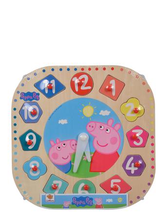 Peppa Pig, Teaching Clock Toys Puzzles And Games Pegged Puzzles Lyserød Gurli Gris