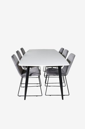 Venture Home - Matgrupp Polar med 6 stolar Muce - Vit - Matgrupp 6 personer - Från Homeroom