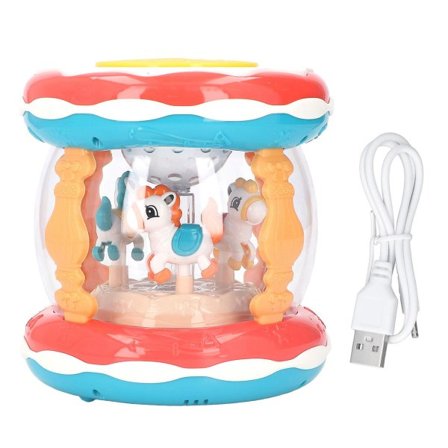 Baby Lysende Musikkprojektor Roterende Leke Tidlig Utdanning Læring Krypende Roterende Hånd Tromme Leke