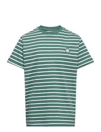 Timmi Kids Organic/Recycled Striped T-Shirt T-shirts Short-sleeved Grønn Kronstadt*Betinget Tilbud