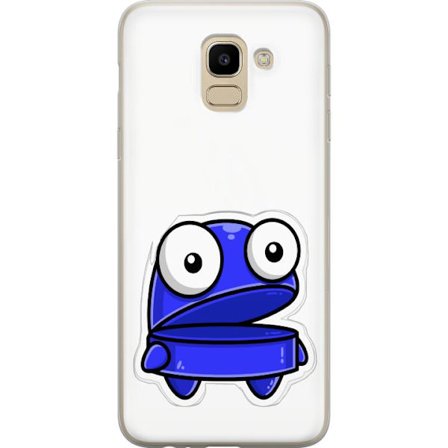 Kompatibel Mobilcover til Samsung Samsung Galaxy J6 Blå tegneseriefigur med åbent udtryk og store øjne i sjov illustration