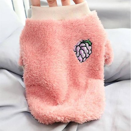 Varmt Fleece Hundefrakke med Frugtig Mønster - Sød Jakke til Små og Mellemstore Hunde og Katte - Vintertøj til Hvalpe, Teddy, Fransk Bulldog og 