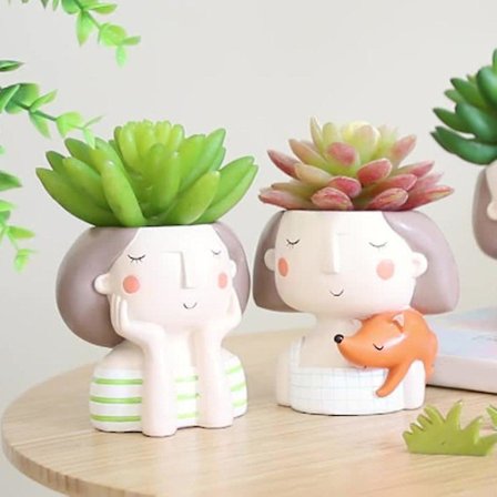 1 st krukväxt kruka söt tjej blomkruka hem trädgård mini bonsai kaktus bröllop födelsedagspresent