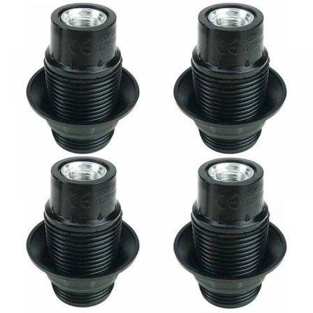 Svart E14 Lamphållare, 4-pack E14 Socklar, E14 Sockellampa, Solid Lampfot, Svart Sockeladapter