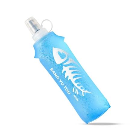 250 ml 500 ml sammenklappelig vandpose Bærbar Ultralet TPU Blød kolbe Vandflaske Udendørs Sport Vandring Camping Sammenklappelig vandpose 500ml cyan