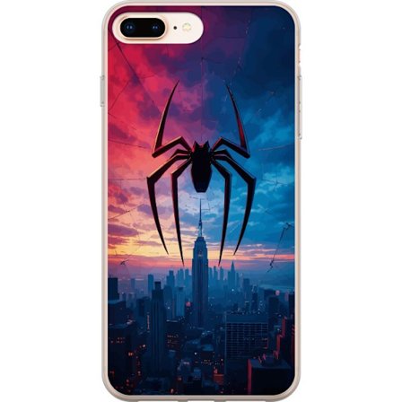 Yhteensopiva Puhelinkuori Apple Apple iPhone 7 Plus Tyylikäs hämähäkki kaupungin horisontin yläpuolella dramaattisessa auringonlaskussa, graafine