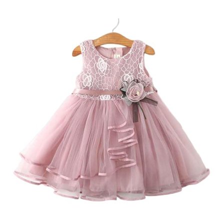 Babyjente Kjole For Høstbryllup Bursdag Blondekjole For Sommerarrangementer Ferieklær Rosa 130cm_tfrf