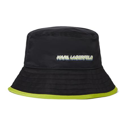Karl Lagerfeld Futuristic Logo Bucket Hoed , Zwart , Heren , Maat: ONE Size Hoeden
