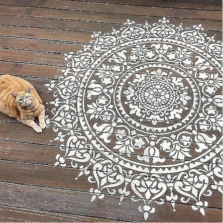 Mandala Hjelpe Maler Maler Stor Gjenbrukbar Sjablong kompatibel Gulv Vegg Fliser Stoff Møbler