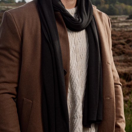 Hiems | Sciarpa nera in cotone riciclato per uomini - Sciarpe invernali