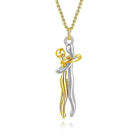 Parhalsband med par som kramar, kärleksstil, charmiga smycken, valentinsdagspresent till fru, flickor
