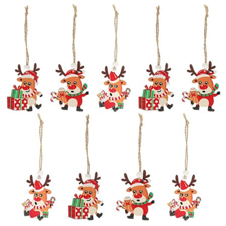 9 kappaletta puinen joulukuusen riippuvat koristeet söpö jouluaiheiset riippuvat koristeet juhlasuosioita (7,5 x 5,8 cm, kuten kuvassa näkyy)