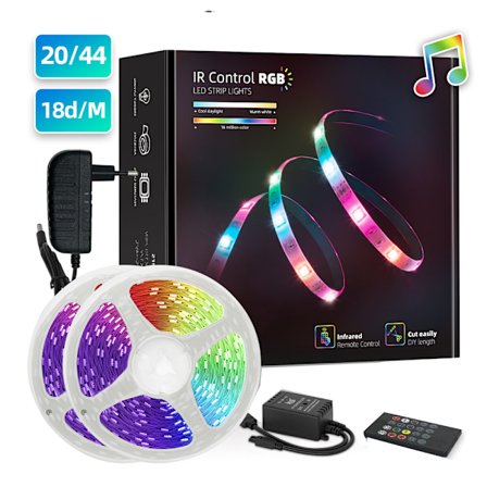 10M LED-strimmel, Bluetooth LED-strimler med APP-styring og 20 knapper