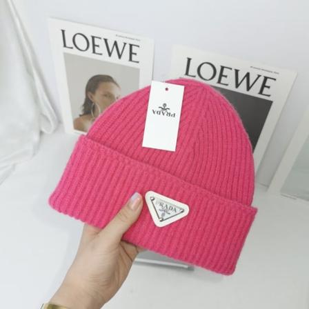 Varm vinterstrikke lue Høst- og vinterlue Omvendt trekant Motemerke Uformelt ørebeskyttelse Unisex Rose Red M