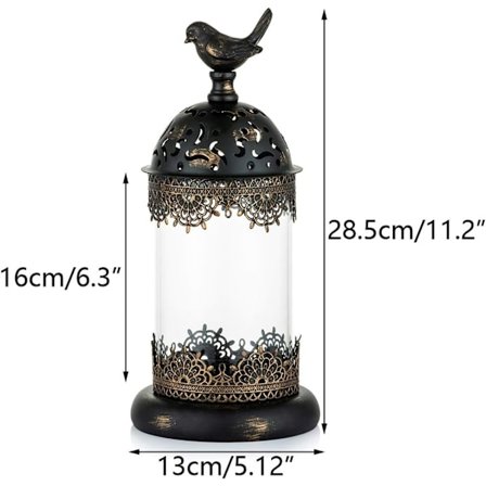 2 st Pelarljusstake Antik Hurricane Candlestic