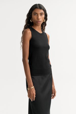 Soft Goat - Featherlight Singlet - Women cashmere sweater - XL - Black