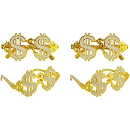 Tåpelige briller 4 stk gull dollar dollar briller dollar tegn briller