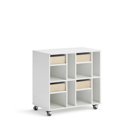 Schüleraufbewahrung CASPER, 4 Schubladen, 8 Fächer, weiß, birke