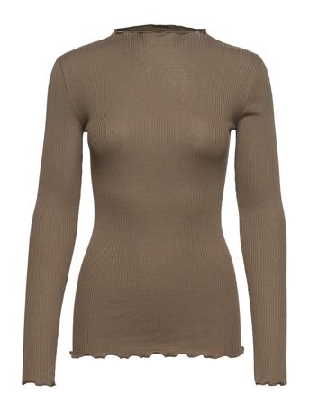 Silk T-Shirt T-shirts & Tops Long-sleeved Ruskea Rosemunde