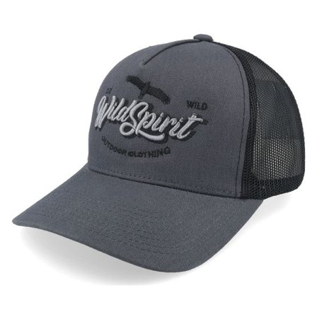 Wild Spirit - Grå trucker Keps - Stay Wild Script Grey/Black A-frame Trucker @ Hatstore