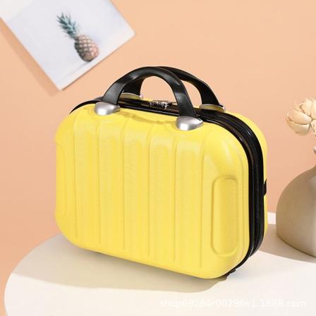 Kvinder dame håndtaske 14-tommer kosmetisk taske bærbar boks mini håndtaske Lemon yellow [Stripes]]