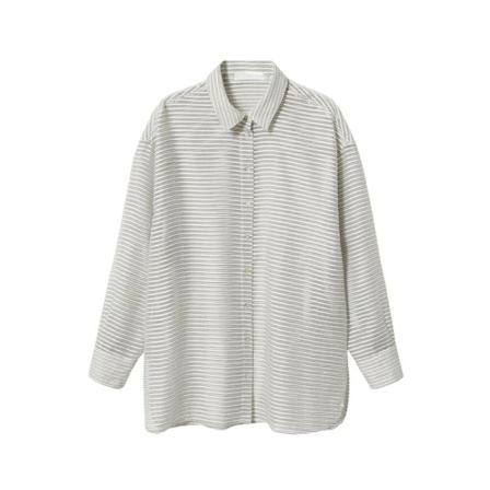 Mango Oversize striped shirt Hvid, Dame Skjorter, Størrelse: L