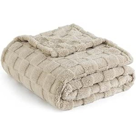 Fleece Tæppe King Size til Seng - Bløde Behagelige Ternede Store Tæpper, Fluffy Varm Plaid til Kvinder og Piger, Blå